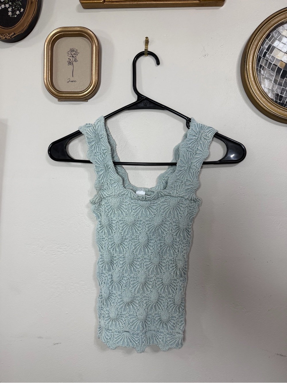 Textured Mint Green Sleeveless Knit Tank